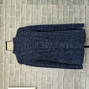 Classic Elements Blue Knitted Mockneck Pullover Sweater, XL